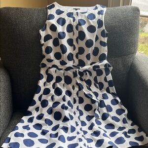 Talbots Navy and White Polka Dot Dress